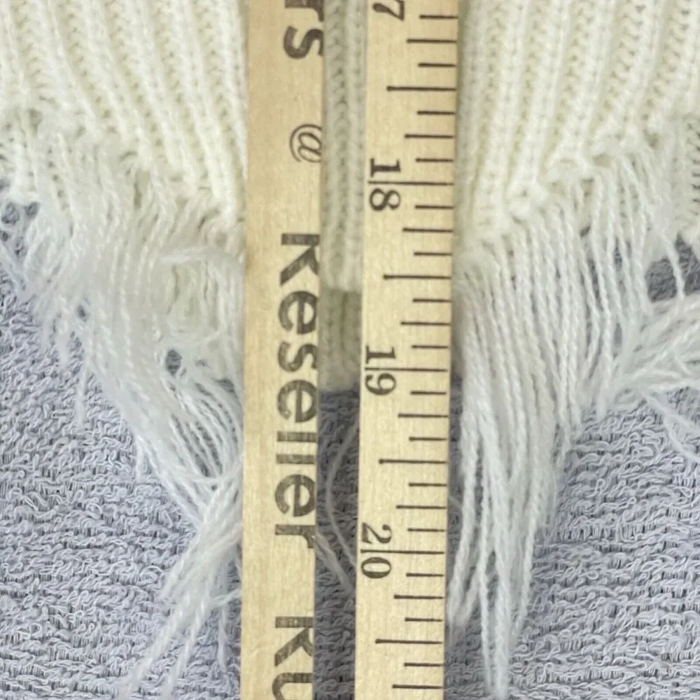 Just Polly NY Teddy Bear Sweater Women's Medium V-Neck Fray Frilly Knit - Picture 8 of 14